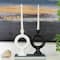 CosmoLiving by Cosmopolitan 9" Black & White Ceramic Geometric Ring Taper Candle Holder Set